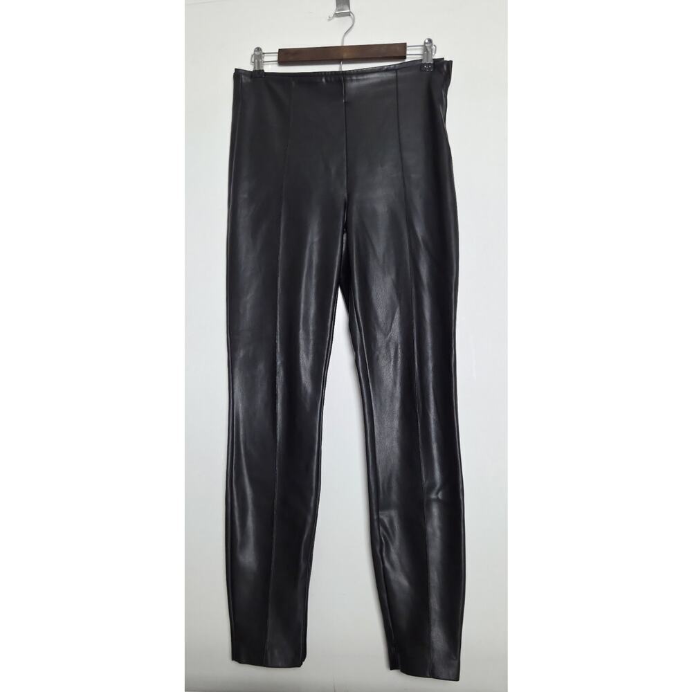 ZARA Faux Leather Legging Pants Black‎ Medium Slim Ankle Zip Women's